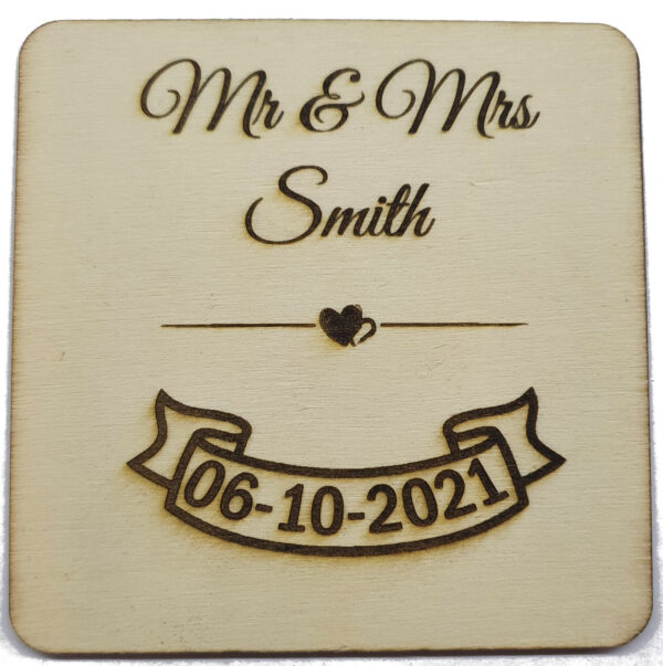Personalised Elegant Wedding Favors Mr & Mrs Coaster 10cm Square or Round - Image 5