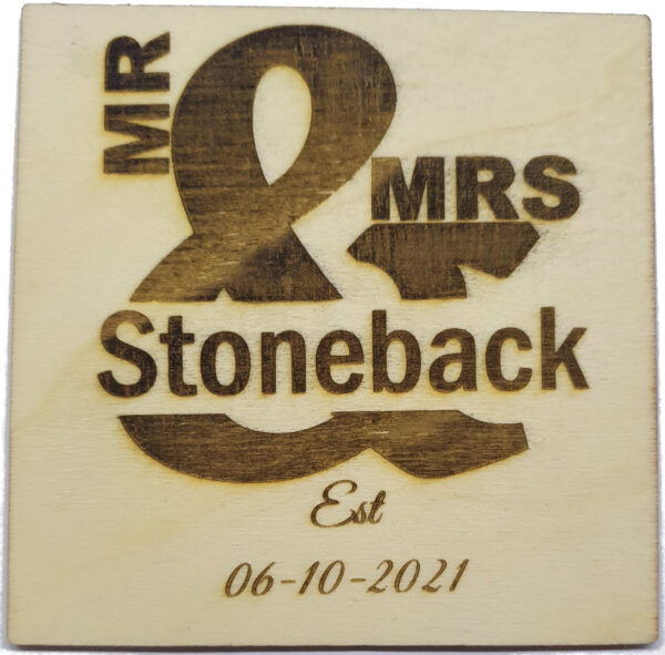 Personalised Elegant Wedding Favors Mr & Mrs Coaster 10cm Square or Round