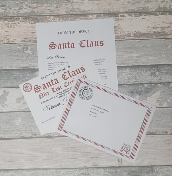 Personalised Letter from Santa Claus & Nice List Certificate