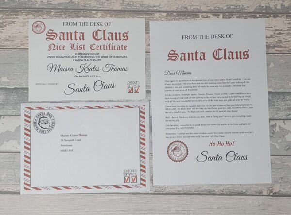 Personalised Letter from Santa Claus & Nice List Certificate - Image 2