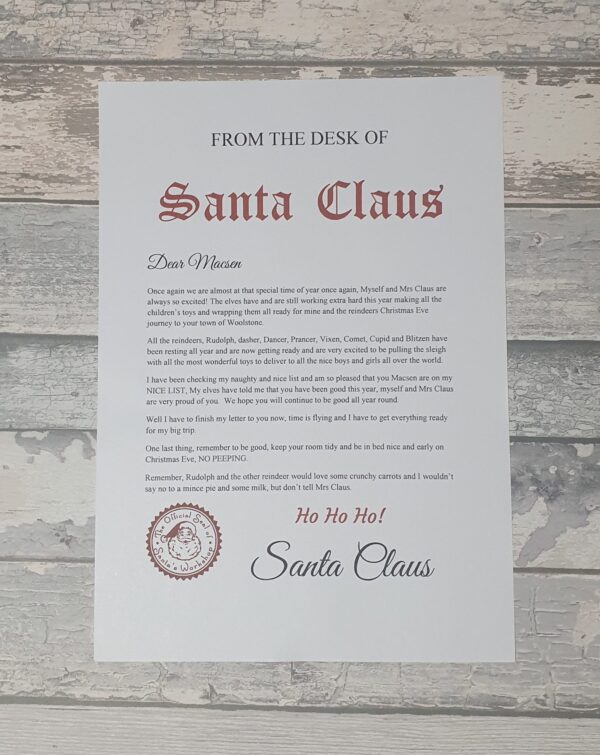 Personalised Letter from Santa Claus & Nice List Certificate - Image 3