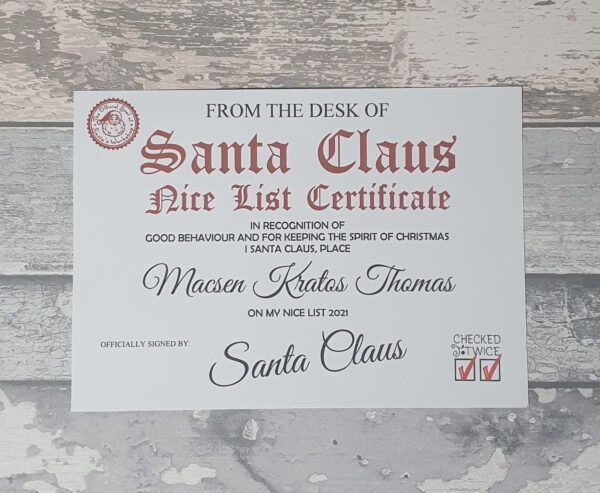 Personalised Letter from Santa Claus & Nice List Certificate - Image 4