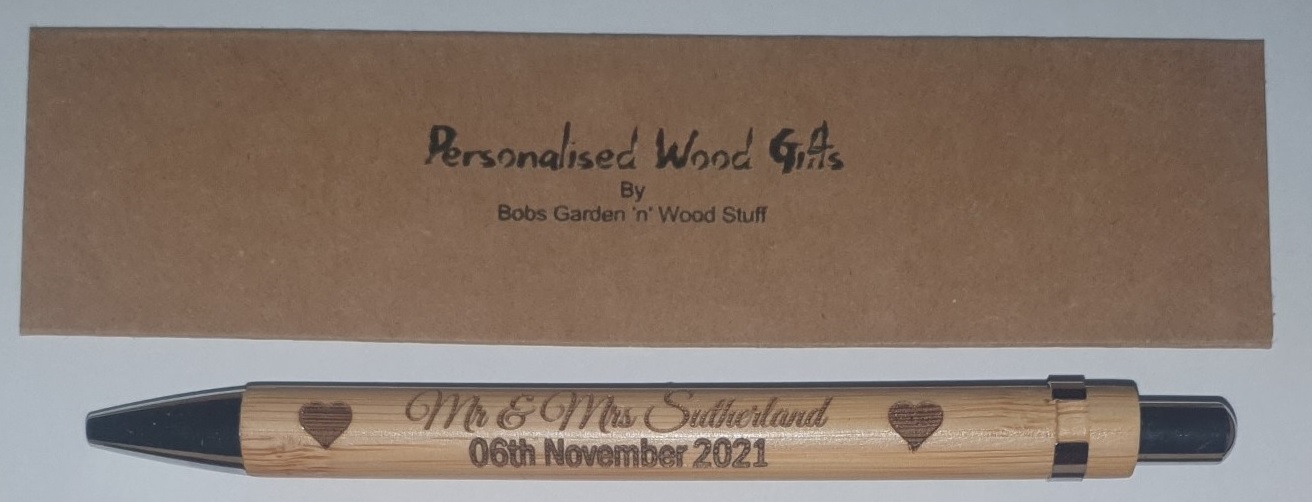 Personalised Wedding Pen – Guest Book – Mr & Mrs Pen – Bamboo Pen