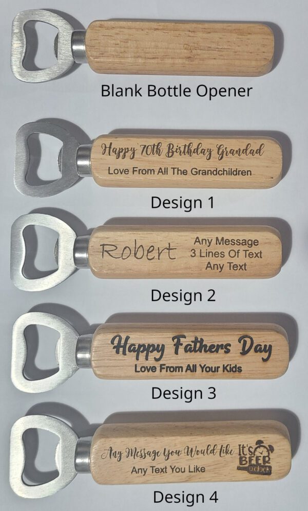 Personalised Bamboo Wooden Bottle Opener - Gift for Him or Her