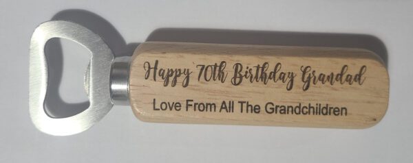 Personalised Bamboo Wooden Bottle Opener - Gift for Him or Her - Image 3