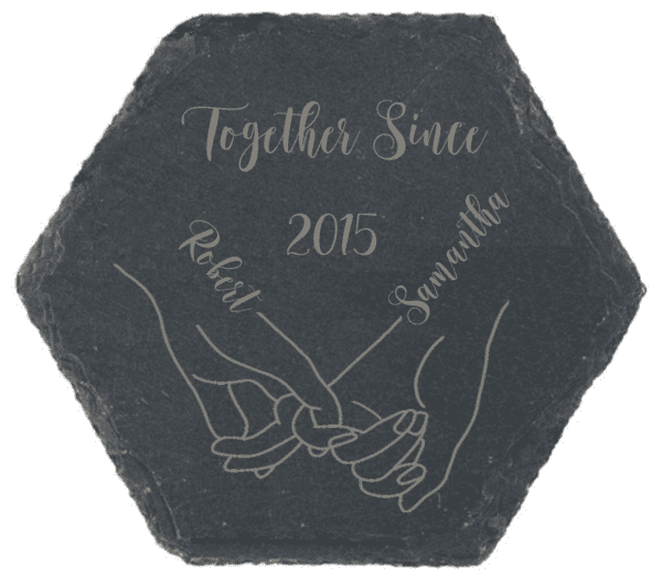 Together Since Personalised Slate Coaster Holding Hands - Image 3