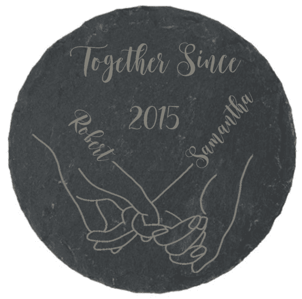 Together Since Personalised Slate Coaster Holding Hands - Image 4