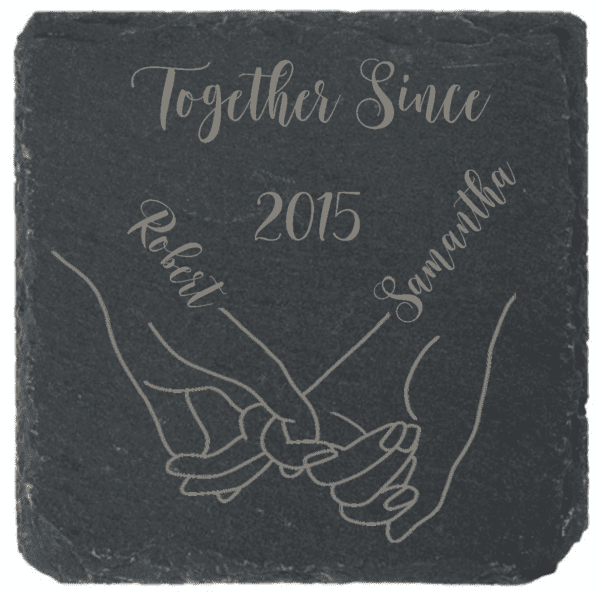 Together Since Personalised Slate Coaster Holding Hands - Image 5