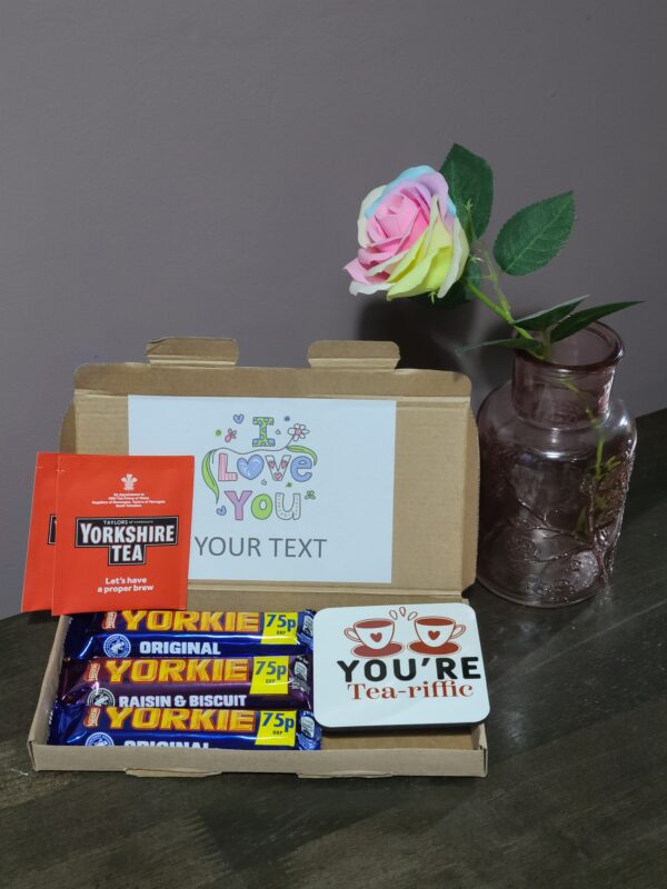 Yorkie Chocolate, Tea & Coaster Gift Set, Christmas Gifts, Personalised Letterbox Selection Box | Treat Box, Birthday Present, Hug in a box - Image 5