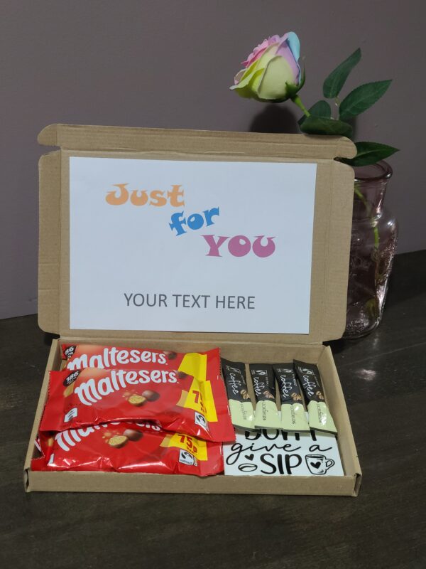 Maltesers Chocolate, Coffee & Coaster Gift Set, Christmas Gifts, Personalised Letterbox Selection Box | Treat Box, Birthday Present, Hug in a box